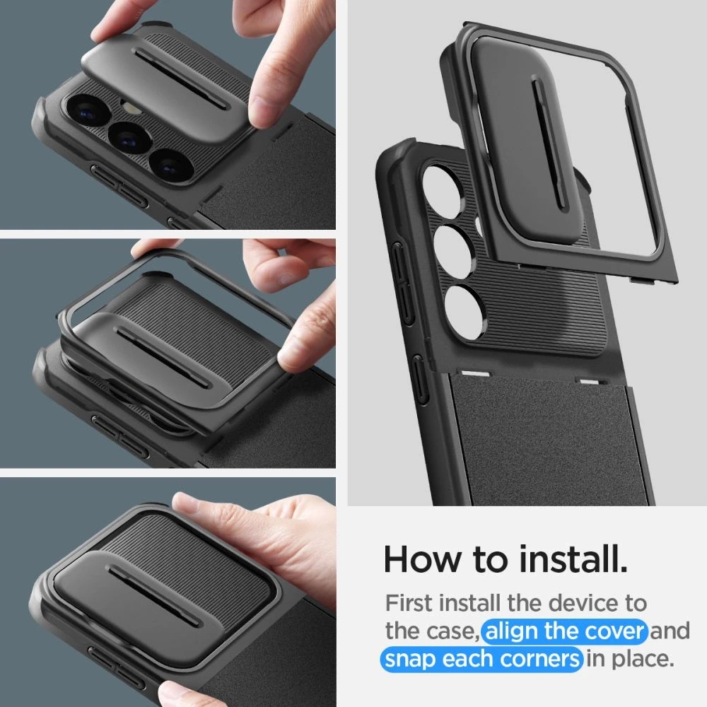Samsung Galaxy S24 Spigen Optik Armor dėklas telefonui juodos spalvos