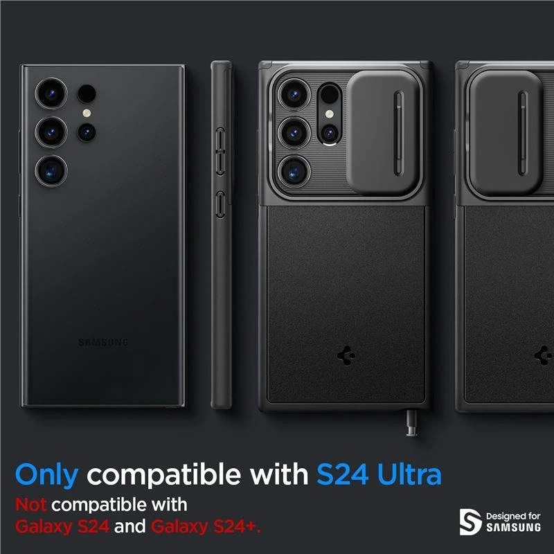 Samsung Galaxy S24 Ultra Spigen Optik Armor dėklas telefonui juodos spalvos