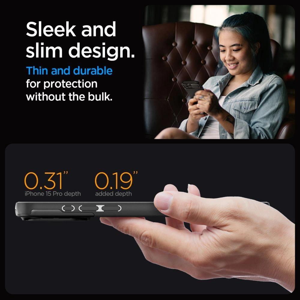 Apple iPhone 15 Pro Spigen Optik Armor MagSafe dėklas telefonui juodos spalvos