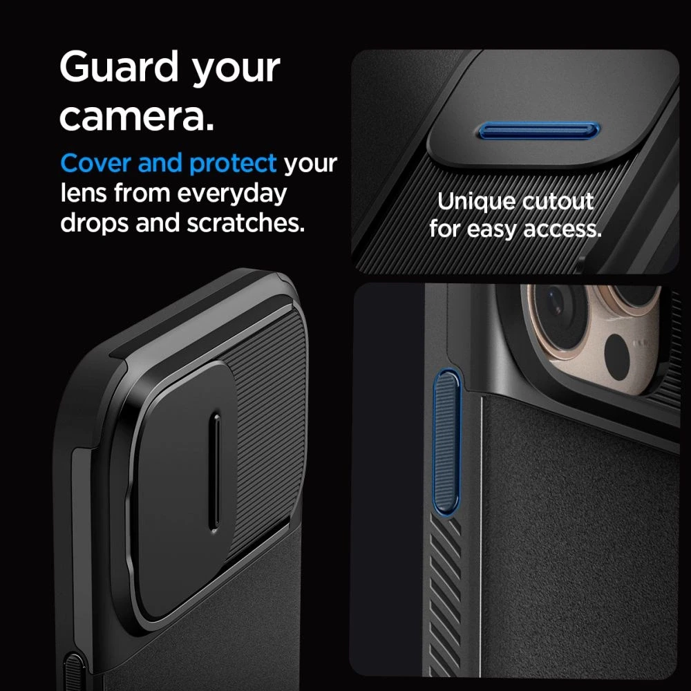 Apple iPhone 16 Pro Spigen Optik Armor Mag MagSafe dėklas telefonui juodos spalvos