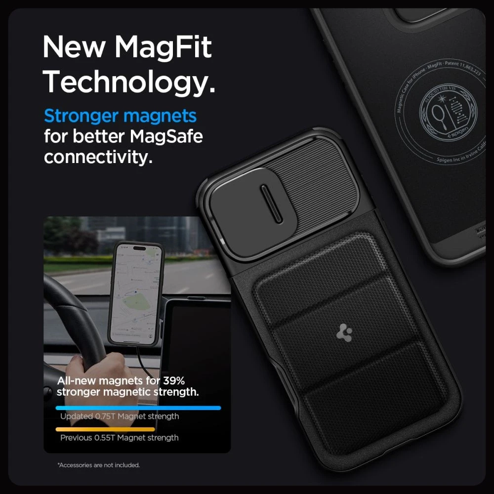 Spigen Optik Armor Mag MagSafe Apple iPhone 16 Pro Max – dėklas telefonui juodos spalvos