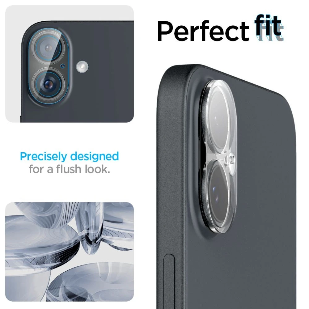 Apsauginis stiklas kamerai Apple iPhone 16 / Apple iPhone 16 Plus Spigen Optik Glas.tr kameros apsauga 2 vnt. Crystal Clear