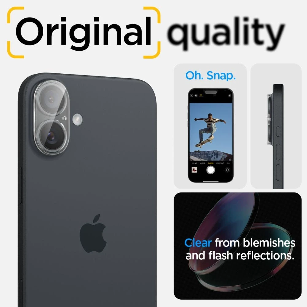 Apsauginis stiklas kamerai Apple iPhone 16 / Apple iPhone 16 Plus Spigen Optik Glas.tr kameros apsauga 2 vnt. Crystal Clear
