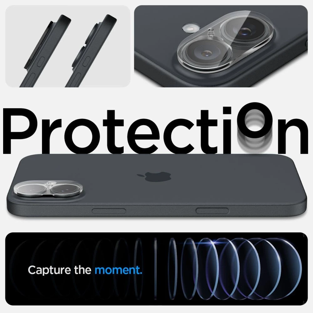 Apsauginis stiklas kamerai Apple iPhone 16 / Apple iPhone 16 Plus Spigen Optik Glas.tr kameros apsauga 2 vnt. Crystal Clear