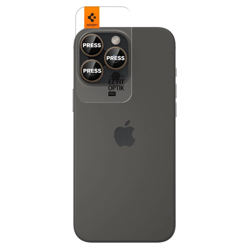 Spigen OPTIK PRO GLAS.TR ”EZ FIT” KAMEROS APSAUGOS 2 PAKUOTĖS Apple iPhone 16 PRO / PRO MAX DESERT TITANIUM