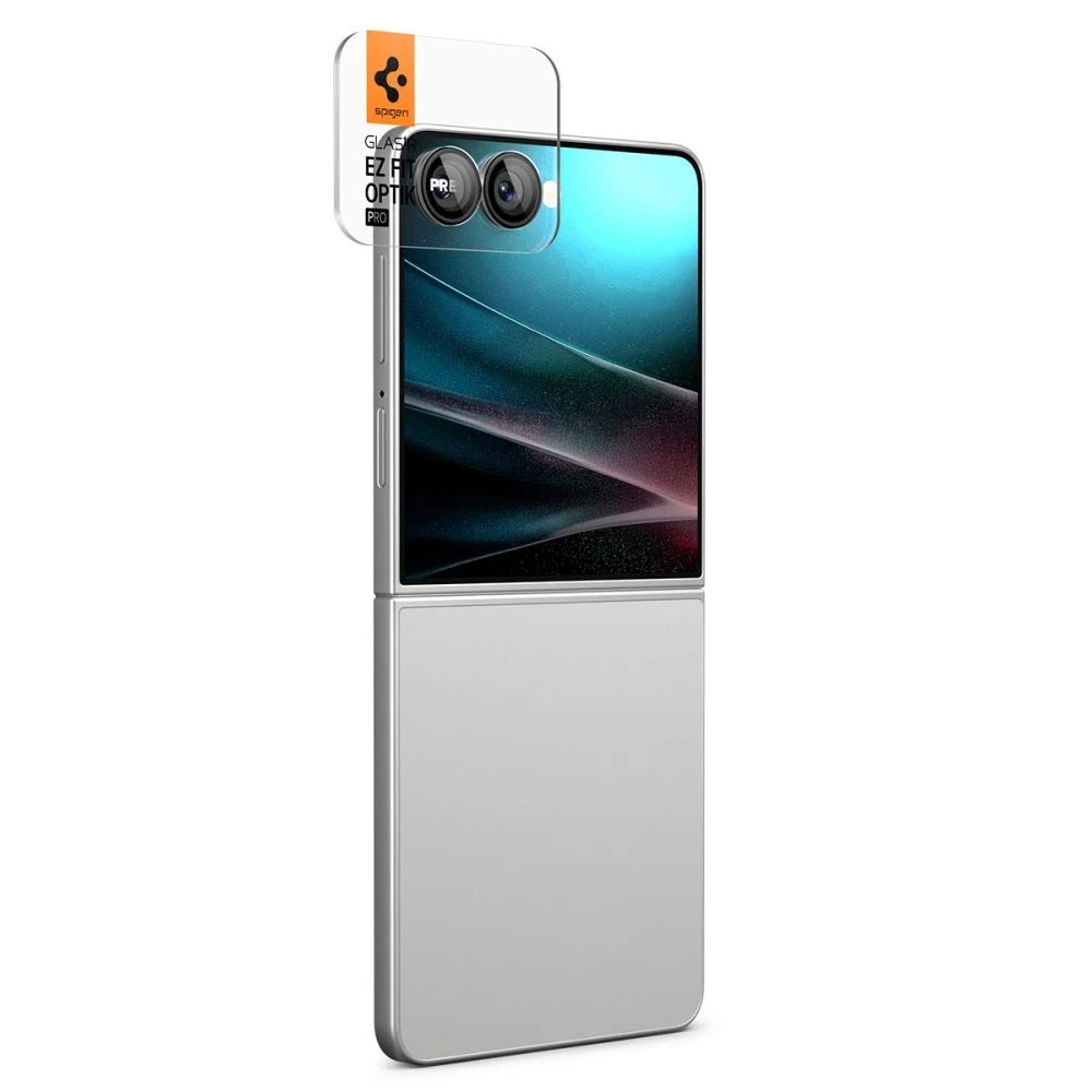 „Spigen Optik Pro HD Glas.TR“ „EZ FIT“ kameros apsauginiai dėklai, 2 vnt. pakuotėje, „Galaxy Z Flip 7“, juodi