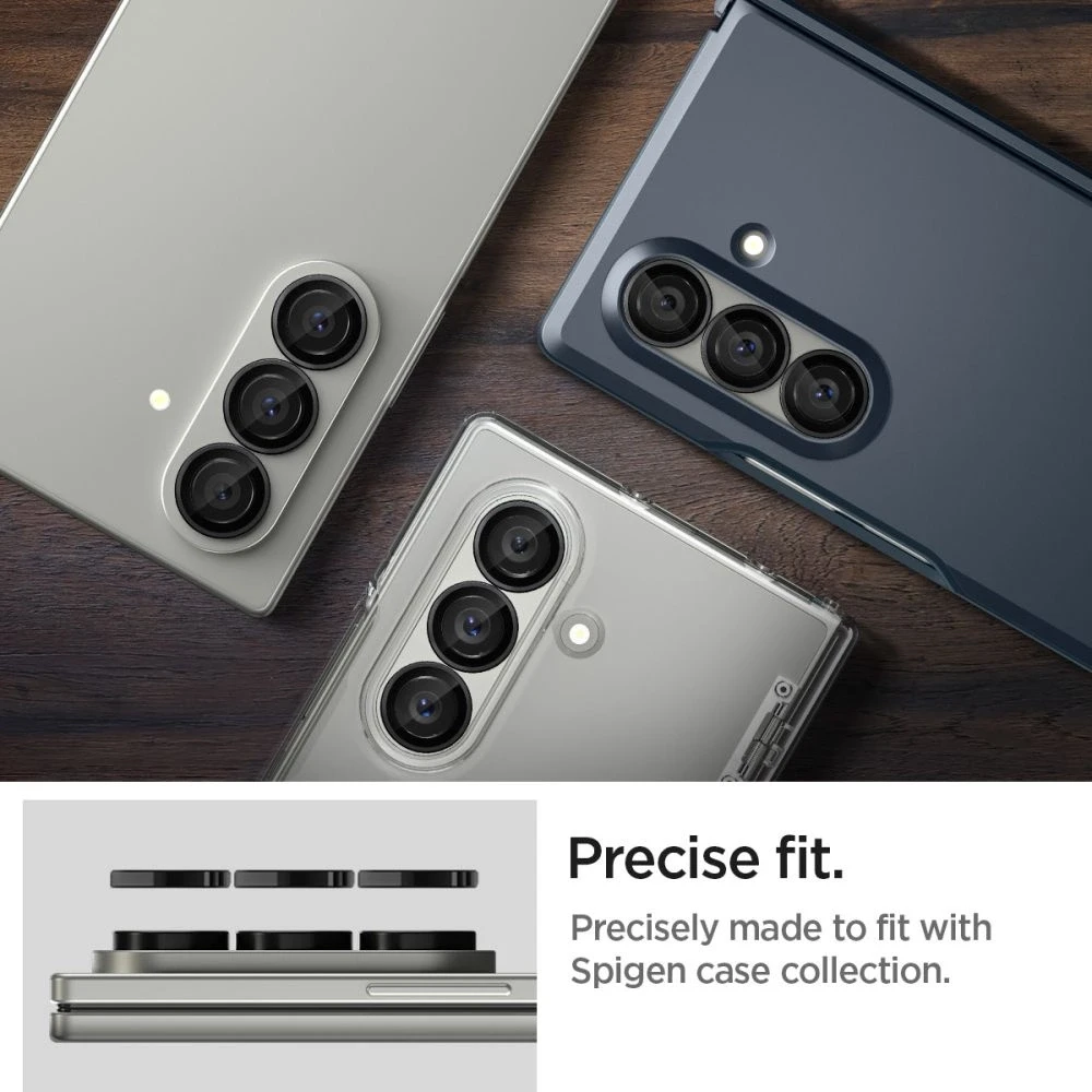 Juoda kameros apsauga Samsung Galaxy Fold 7 telefonui „Spigen Optik Pro HD GLAS.TR ”EZ FIT” 2 vnt.”