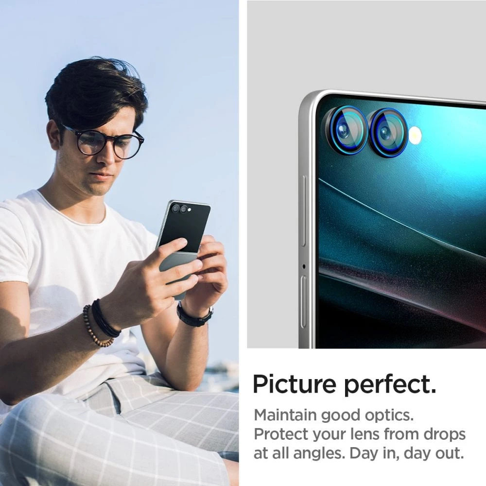 „Spigen Optik Pro HD Glas.TR“ „EZ FIT“ kameros apsauginiai dėklai, 2 vnt. pakuotėje, „Galaxy Z Flip 7“, juodi