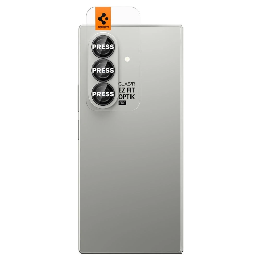 Juoda kameros apsauga Samsung Galaxy Fold 7 telefonui „Spigen Optik Pro HD GLAS.TR ”EZ FIT” 2 vnt.”