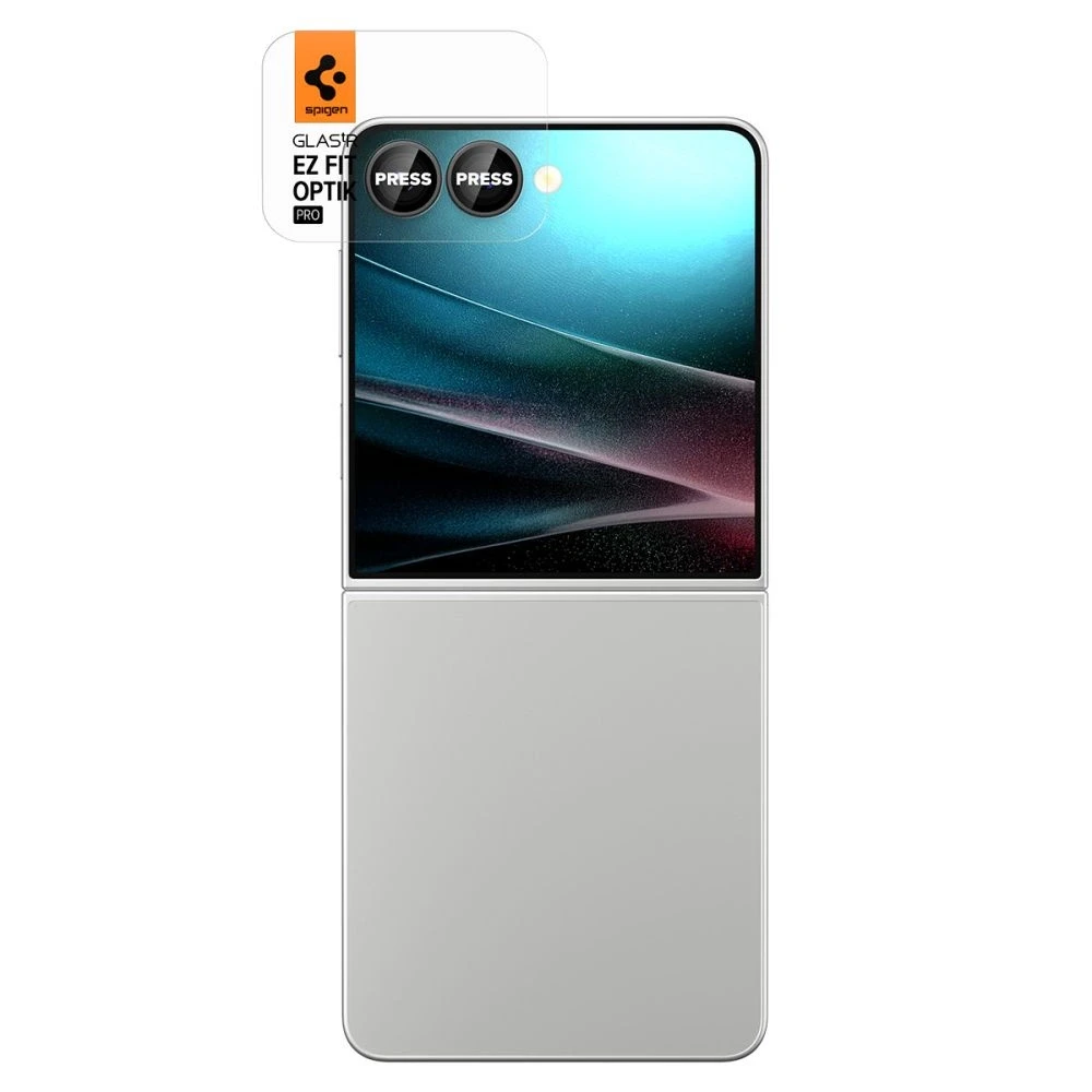 „Spigen Optik Pro HD Glas.TR“ „EZ FIT“ kameros apsauginiai dėklai, 2 vnt. pakuotėje, „Galaxy Z Flip 7“, juodi