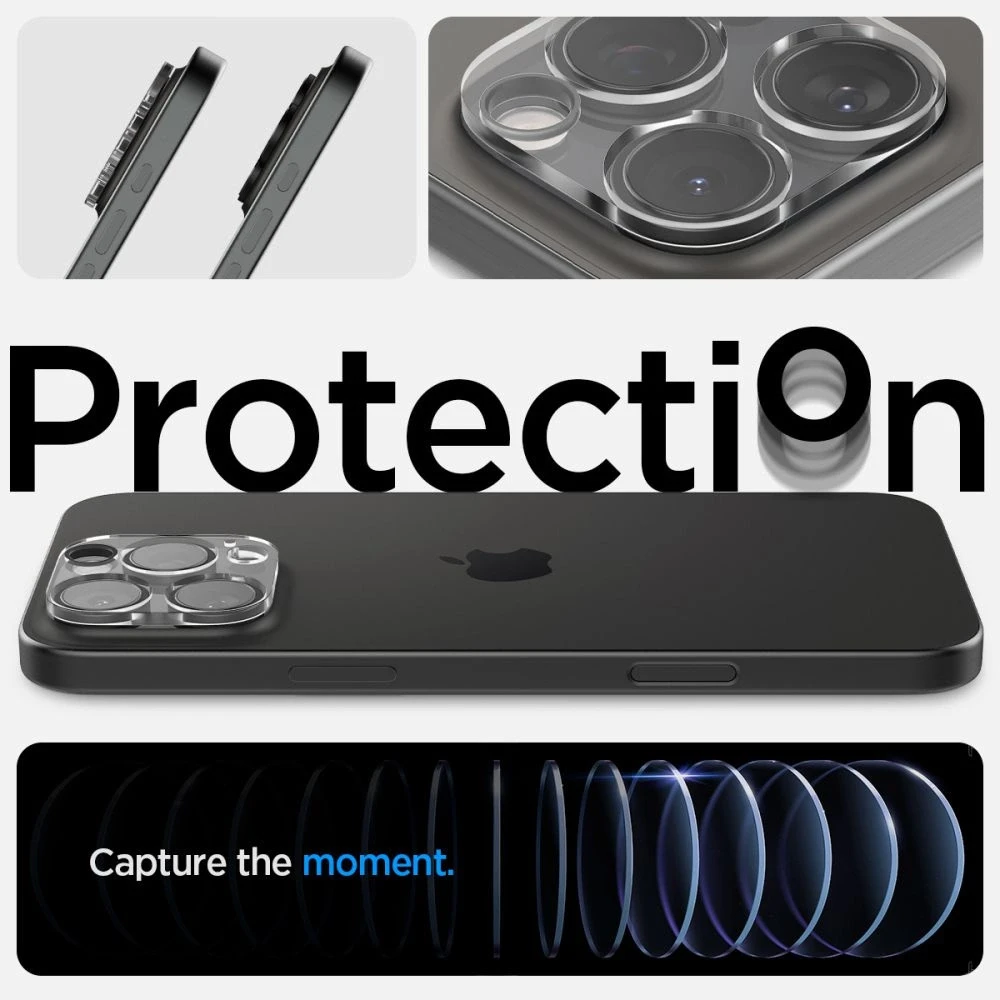 Kameros apsauga Apple iPhone 14 Pro / 14 Pro Max / 15 Pro / 15 Pro Max Spigen Optik. TR ”EZ FIT” Camera Protector 2-pack Clear