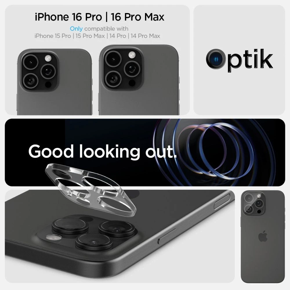 Kameros apsauga Apple iPhone 14 Pro / 14 Pro Max / 15 Pro / 15 Pro Max Spigen Optik. TR ”EZ FIT” Camera Protector 2-pack Clear