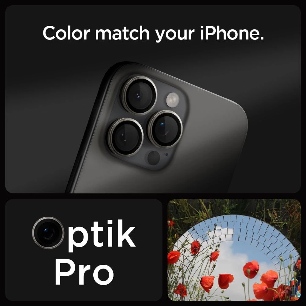 Kameros apsauga Apple iPhone 14 Pro / 14 Pro Max / 15 Pro / 15 Pro Max / 16 Pro / 16 Pro Max / 17 Pro / 17 Pro Max Spigen Optik.TR Camera Protector 2 vnt. Natural Titanium beige