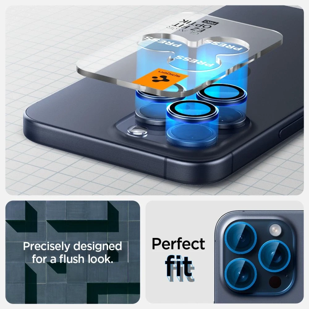 Spigen Optik.tR EZ Fit kameros apsauga skirta Apple iPhone 14 Pro / Pro Max / 15 Pro / Pro Max – Titanium Mėlyna 2 pcs.
