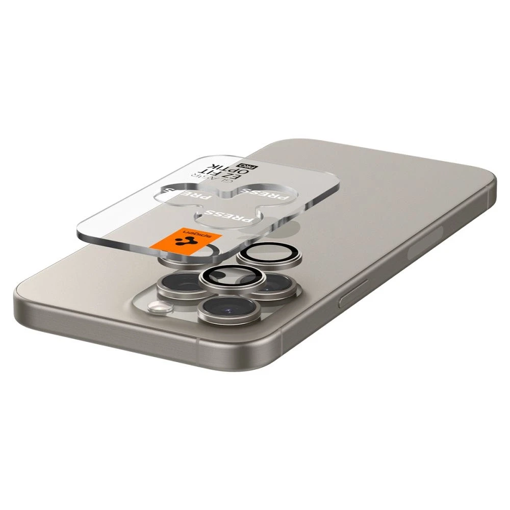Kameros apsauga Apple iPhone 14 Pro / 14 Pro Max / 15 Pro / 15 Pro Max / 16 Pro / 16 Pro Max / 17 Pro / 17 Pro Max Spigen Optik.TR Camera Protector 2 vnt. Natural Titanium beige