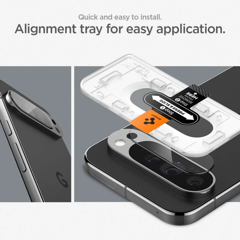 Kameros apsauga Google Pixel 9 Pro Spigen Optik. TR ”EZ FIT” kameros apsauga 2-pack Crystal Clear