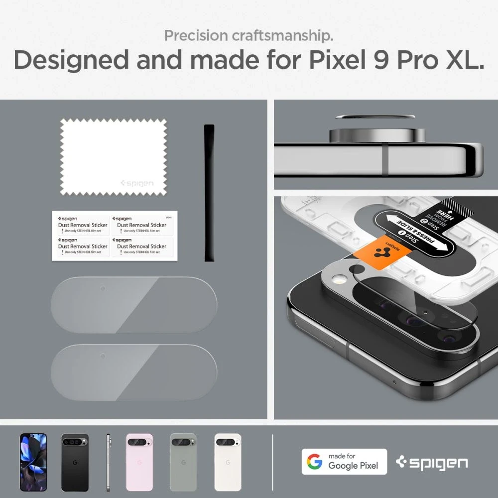 „Spigen Glass tR EZ Fit Optik“ 2 vnt., krištolo skaidrumo – „Google Pixel 9 Pro XL“