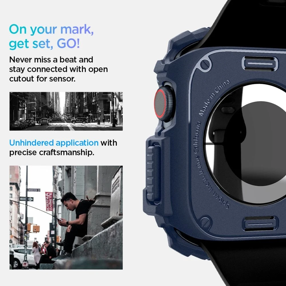 „Spigen Rugged Armor“ „Apple Watch 10“ 46 mm – tamsiai mėlynas Mėlyna