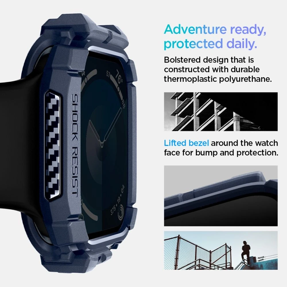 „Spigen Rugged Armor“ „Apple Watch 10“ 46 mm – tamsiai mėlynas Mėlyna