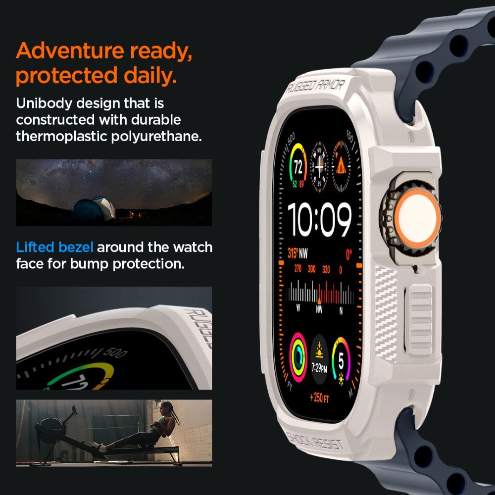 Apple Watch Ultra 1 / 2 (49mm) Spigen Rugged Armor beige dėklas laikrodžiui