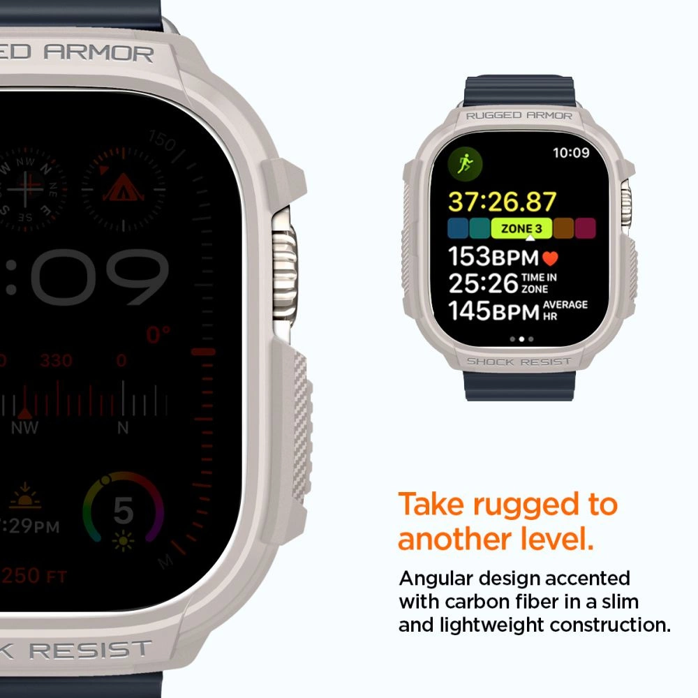 Apple Watch Ultra 1 / 2 (49mm) Spigen Rugged Armor beige dėklas laikrodžiui