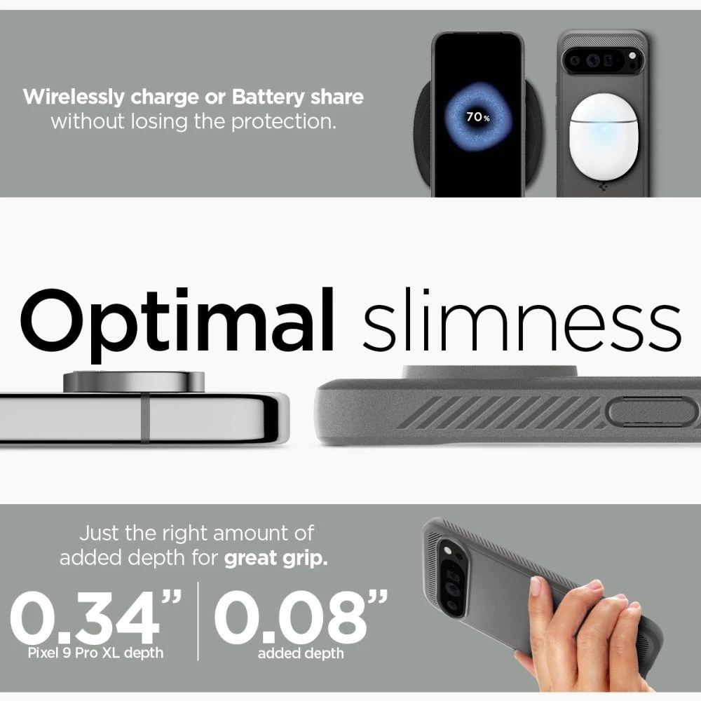 Google Pixel 9 PRO XL Spigen Rugged Armor Marble dėklas telefonui pilkos spalvos