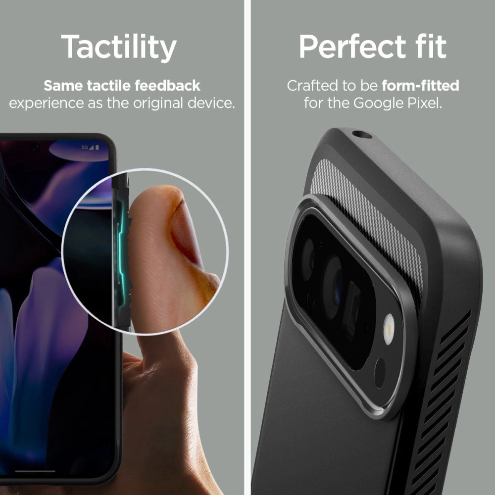 Google Pixel 9 Pro XL Spigen Rugged Armor Matte dėklas telefonui juodos spalvos