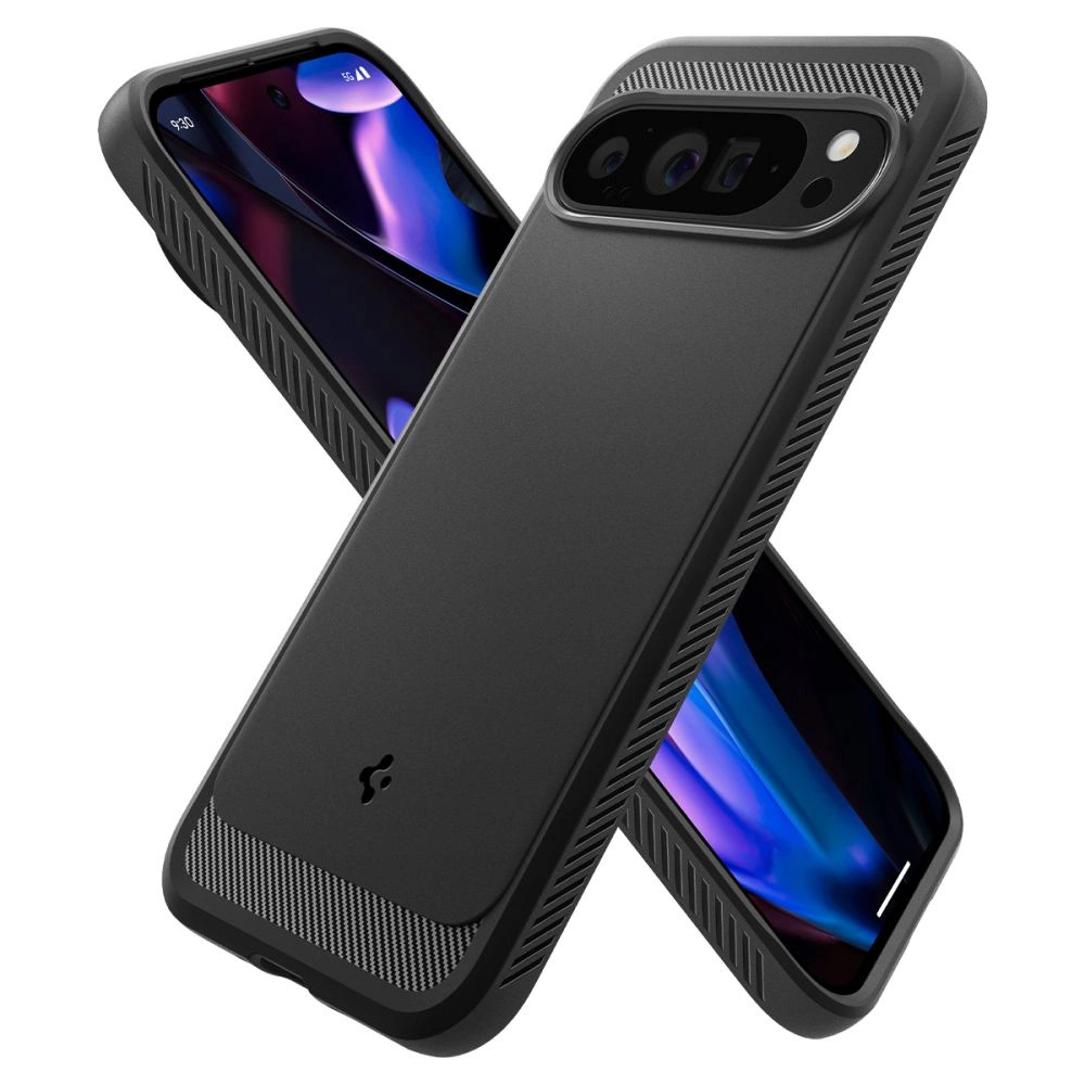 Google Pixel 9 Pro XL Spigen Rugged Armor Matte dėklas telefonui juodos spalvos