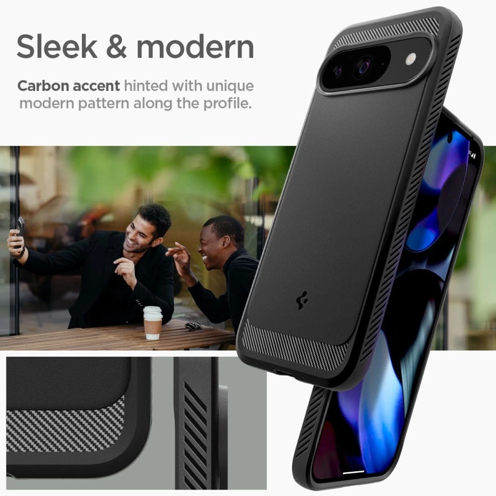Spigen Rugged Armor dėklas skirtas Google Pixel 9 / 9 Pro – juodos spalvos
