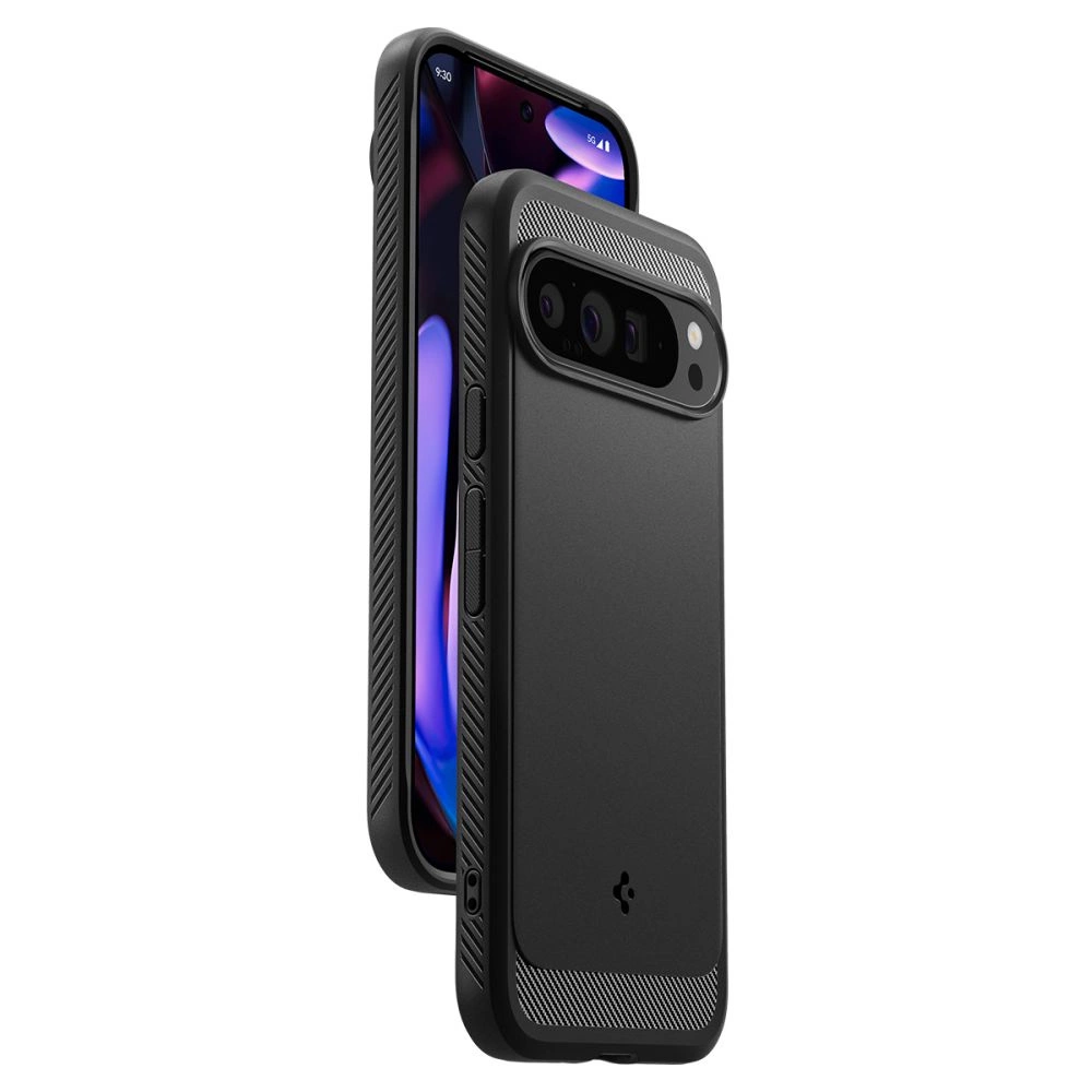 Google Pixel 9 Pro XL Spigen Rugged Armor Matte dėklas telefonui juodos spalvos
