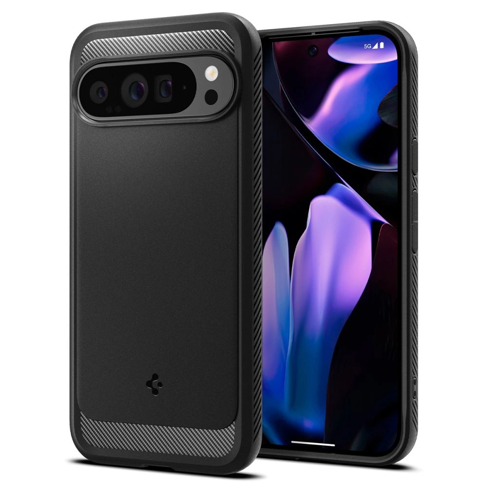 Google Pixel 9 Pro XL Spigen Rugged Armor Matte dėklas telefonui juodos spalvos