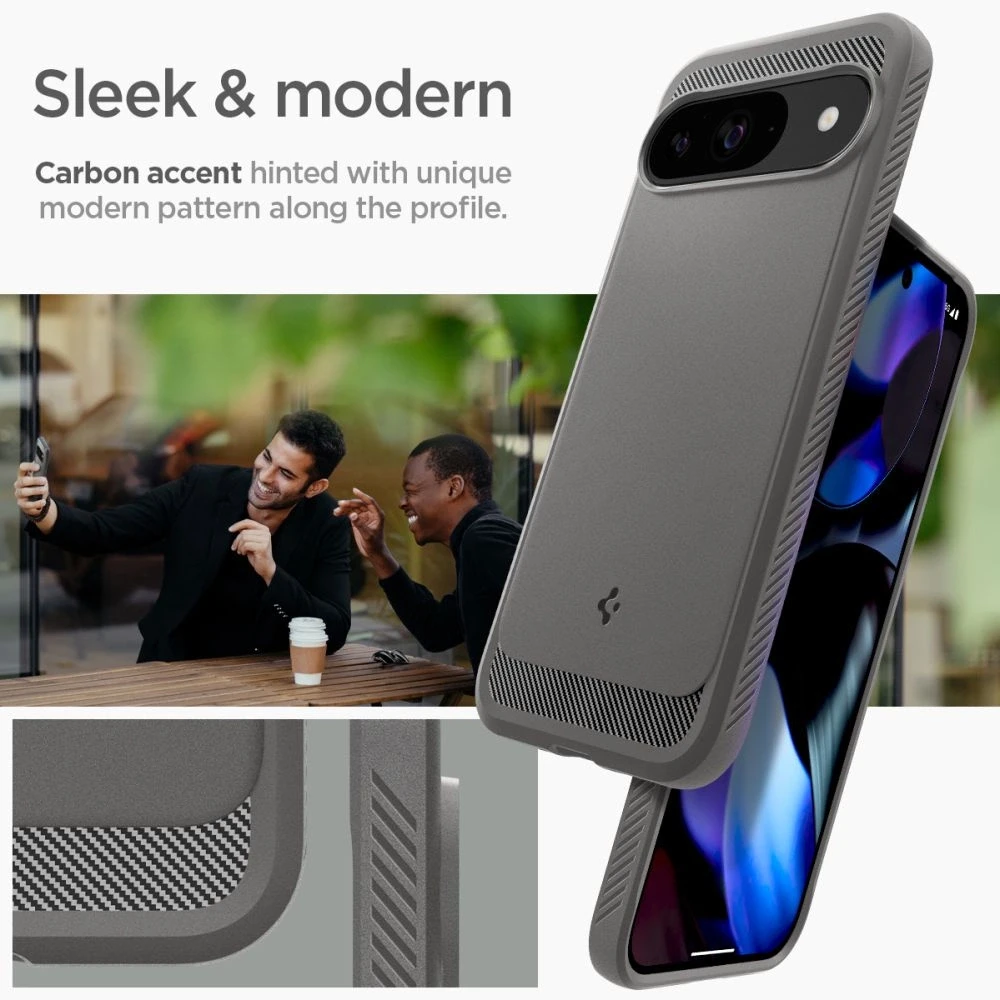 Spigen Rugged Armor – dėklas skirtas Google Pixel 9 / 9 Pro Marble Pilkas