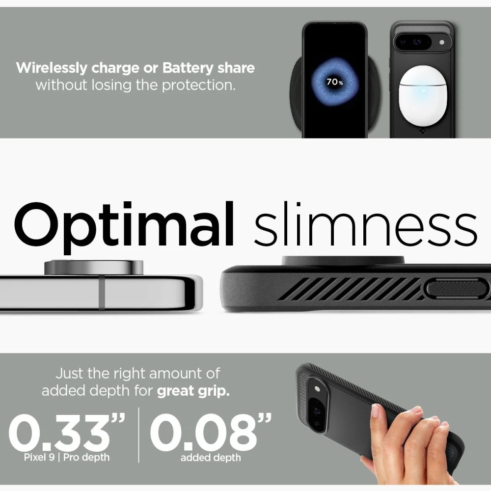 Spigen Rugged Armor dėklas skirtas Google Pixel 9 / 9 Pro – juodos spalvos