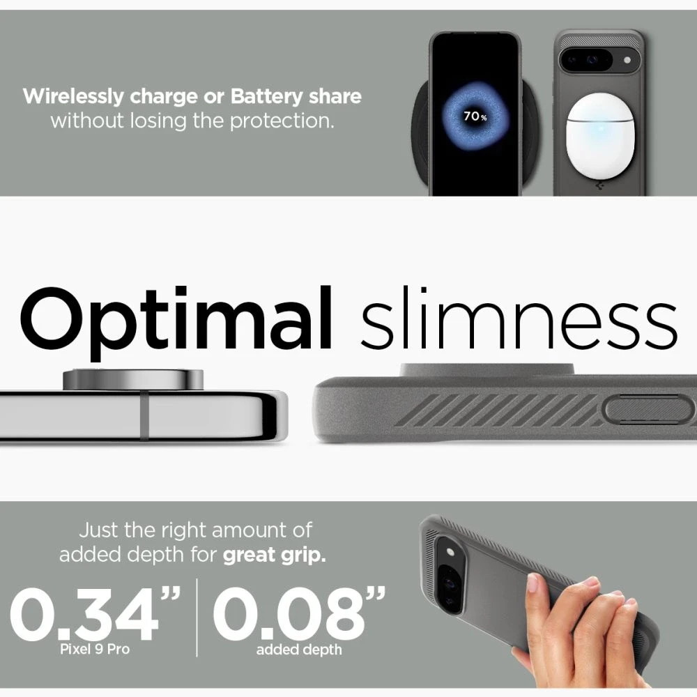 Spigen Rugged Armor – dėklas skirtas Google Pixel 9 / 9 Pro Marble Pilkas