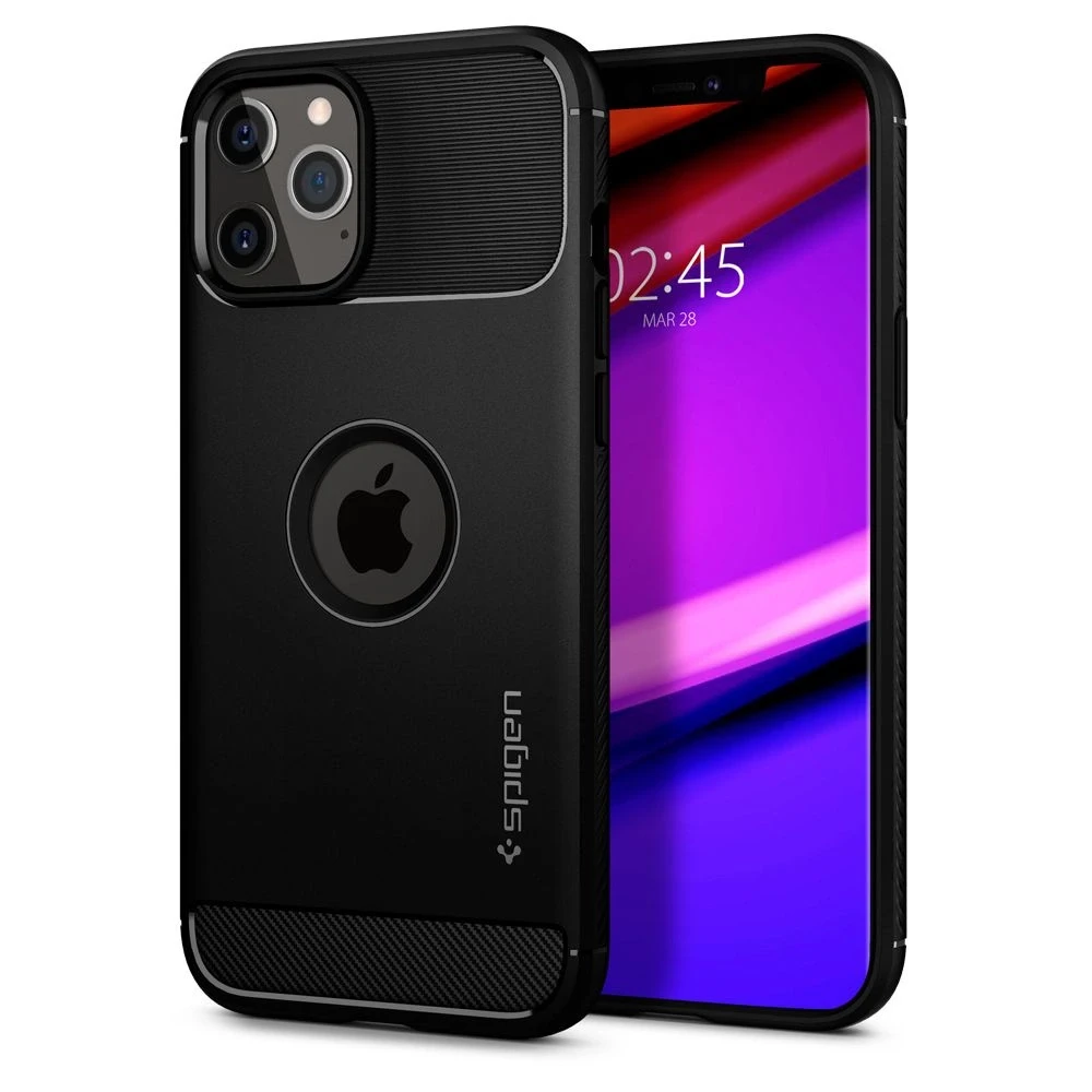 Spigen Rugged Armor – dėklas skirtas Apple iPhone 12 / Apple iPhone 12 Pro Case Juodas