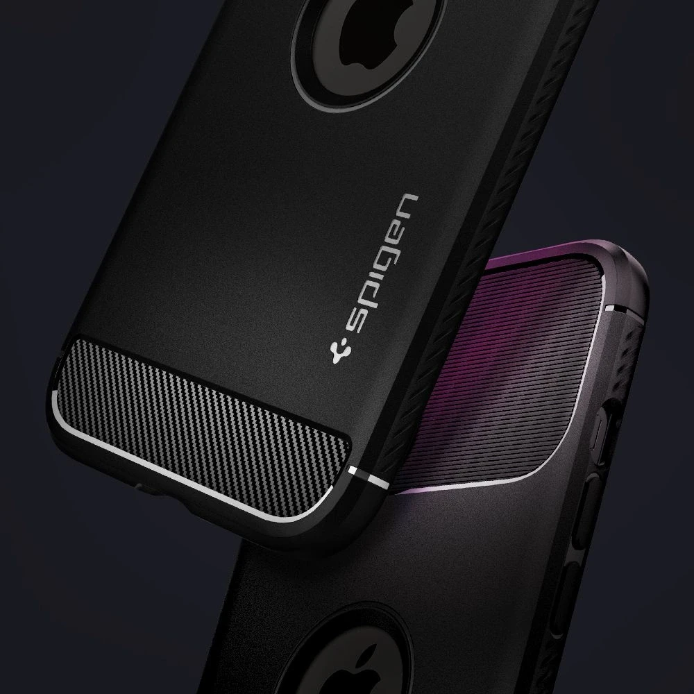 Spigen Rugged Armor – dėklas skirtas Apple iPhone 12 / Apple iPhone 12 Pro Case Juodas