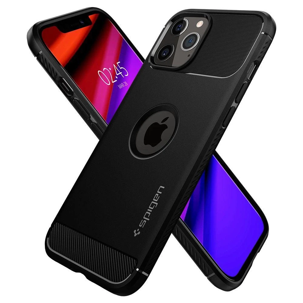 Spigen Rugged Armor – dėklas skirtas Apple iPhone 12 / Apple iPhone 12 Pro Case Juodas
