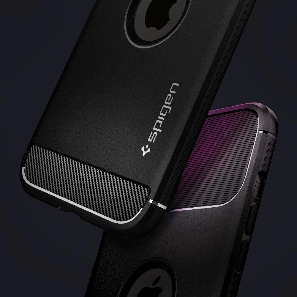 Spigen Rugged Armor – dėklas skirtas Apple iPhone 12 / Apple iPhone 12 Pro Case Juodas