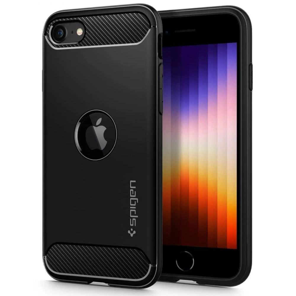 „Spigen Rugged Armor“ dėklas Apple iPhone SE 2022 / SE 2020 / 8 / 7 Juodas