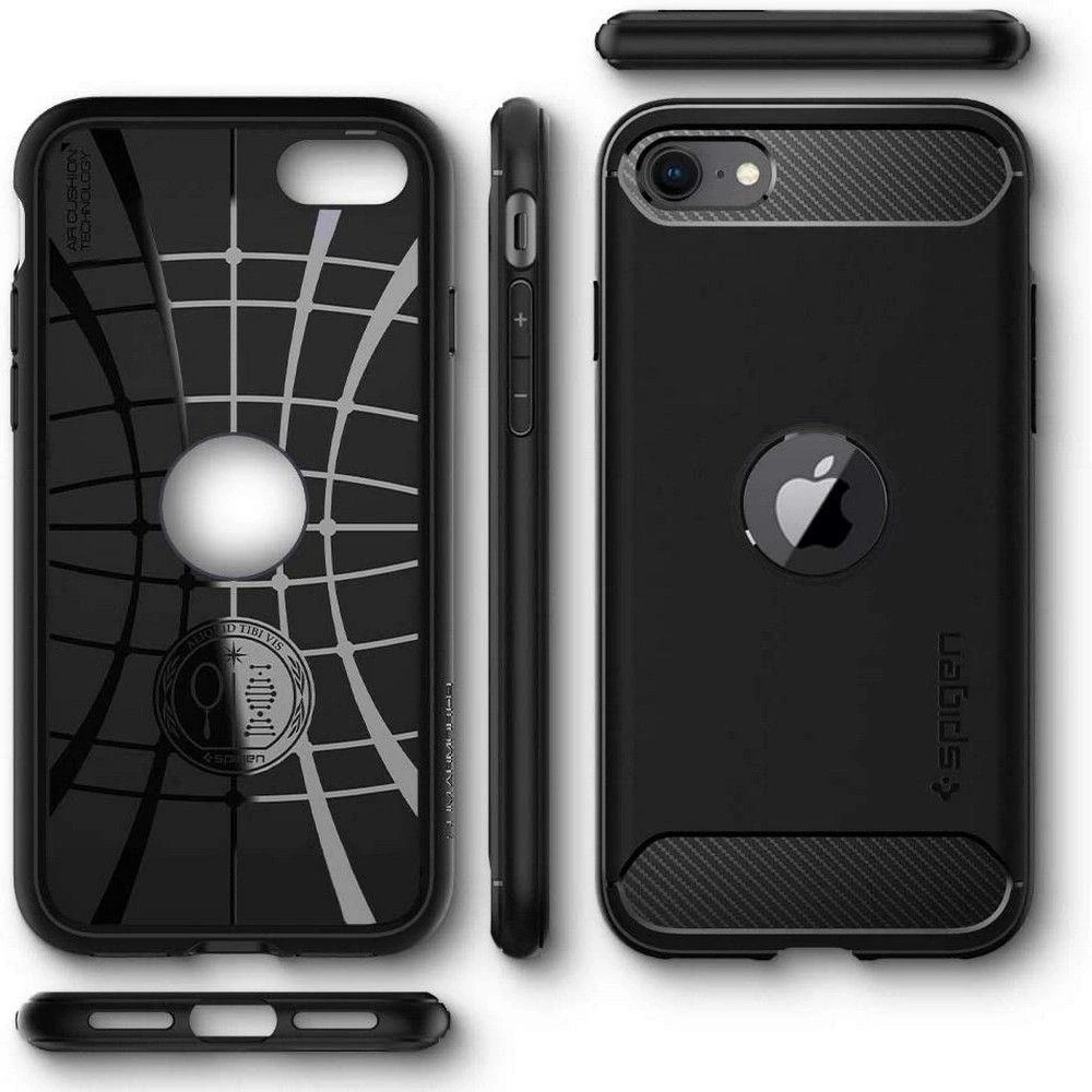 „Spigen Rugged Armor“ dėklas Apple iPhone SE 2022 / SE 2020 / 8 / 7 Juodas