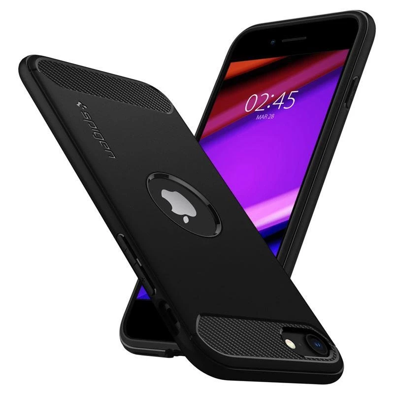 „Spigen Rugged Armor“ dėklas Apple iPhone SE 2022 / SE 2020 / 8 / 7 Juodas