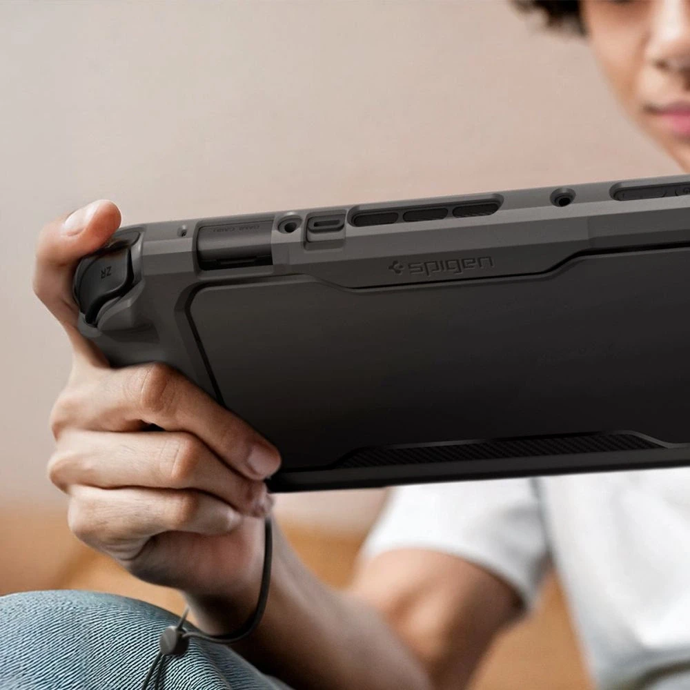 „Spigen Rugged Armor“ dėklas, skirtas „Nintendo Switch 2“ – matinis juodas