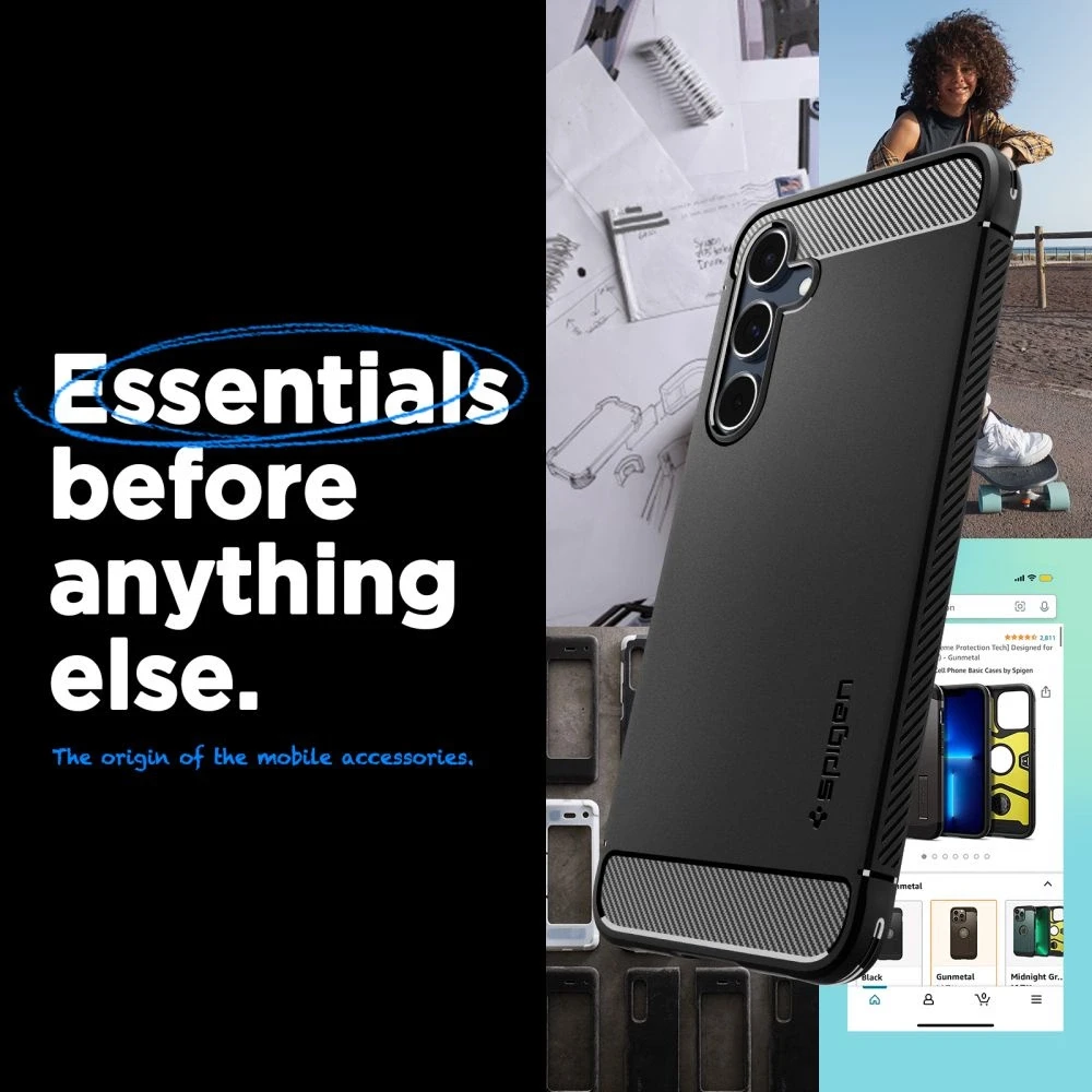Samsung Galaxy A55 5G Spigen Rugged Armor Matte dėklas telefonui juodos spalvos
