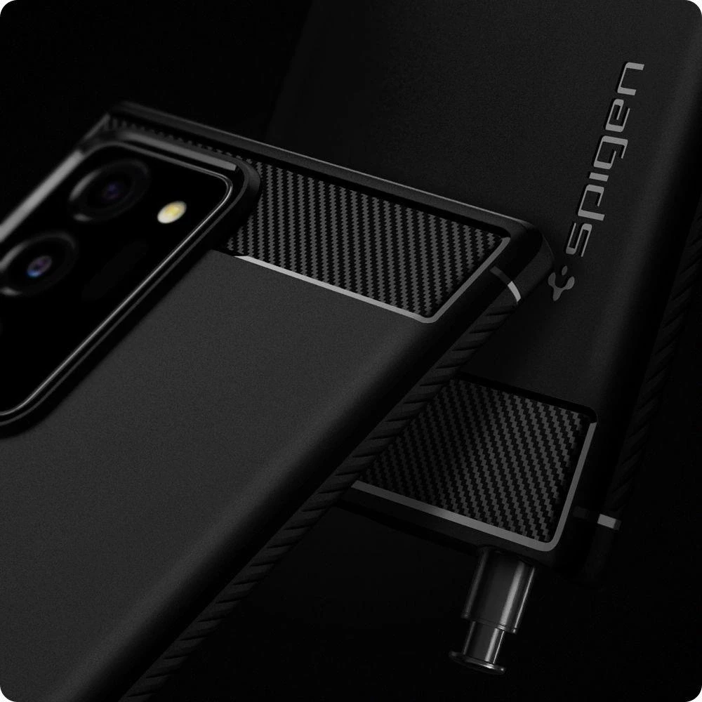 Dėklas Spigen Rugged Armor, juodos spalvos – Samsung Galaxy Note20 Ultra