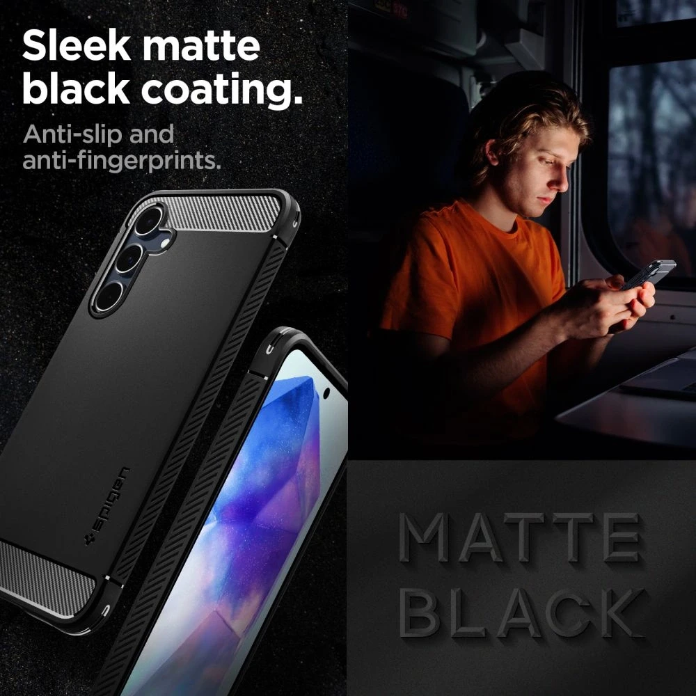 Samsung Galaxy A55 5G Spigen Rugged Armor Matte dėklas telefonui juodos spalvos
