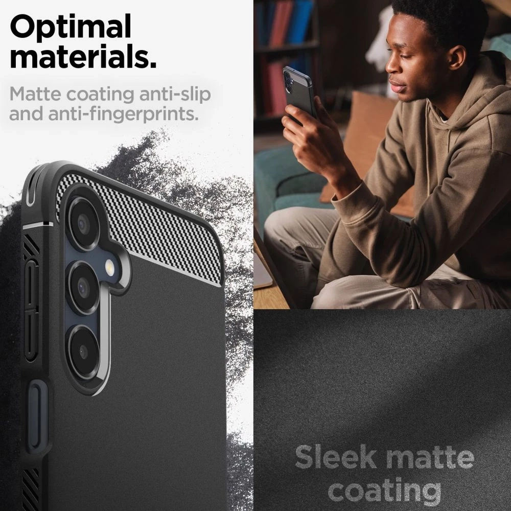Samsung Galaxy A16 Spigen Rugged Armor Matte Matte dėklas telefonui juodos spalvos