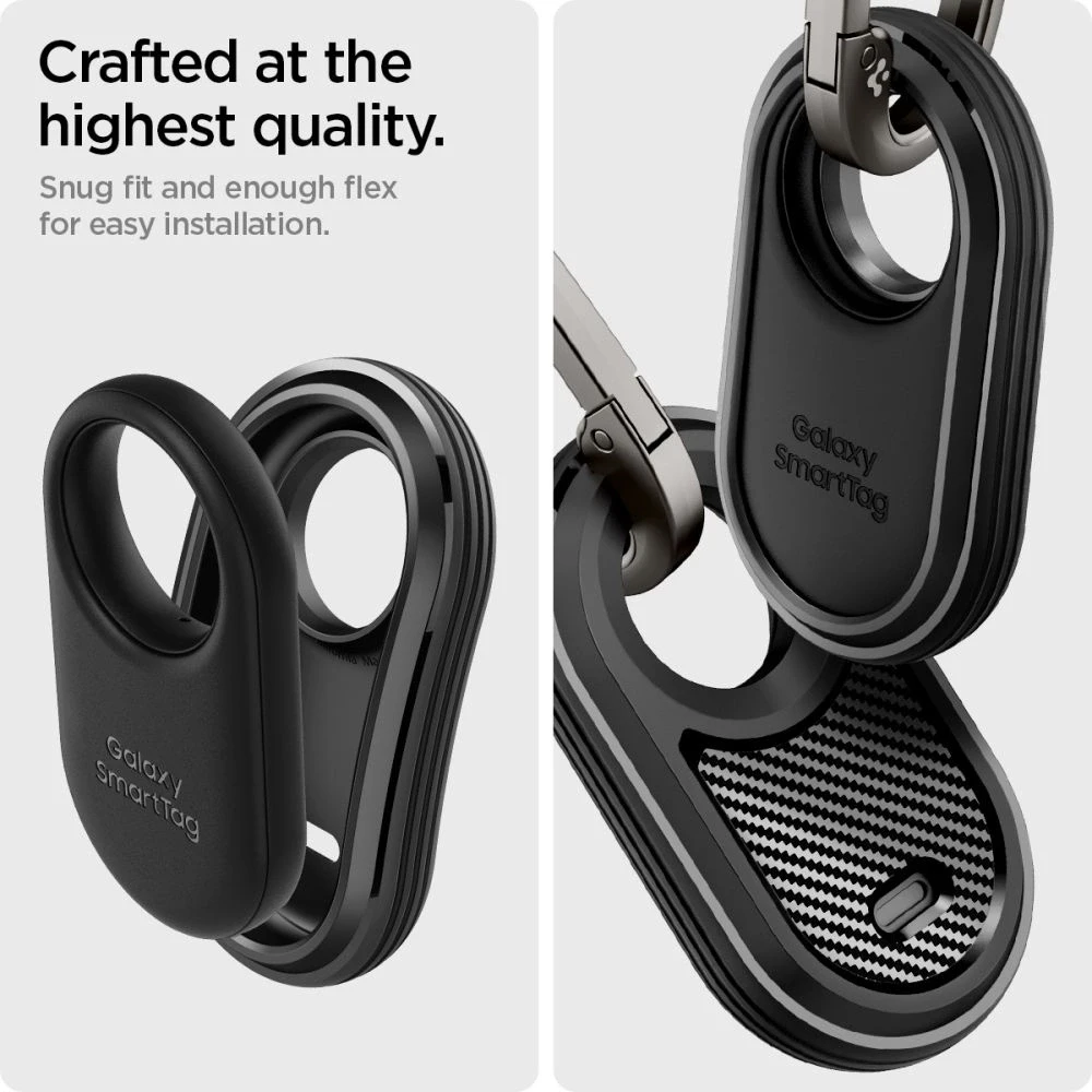 Spigen Rugged Armor – dėklas skirtas Samsung Galaxy SmartTag 2 Juodas