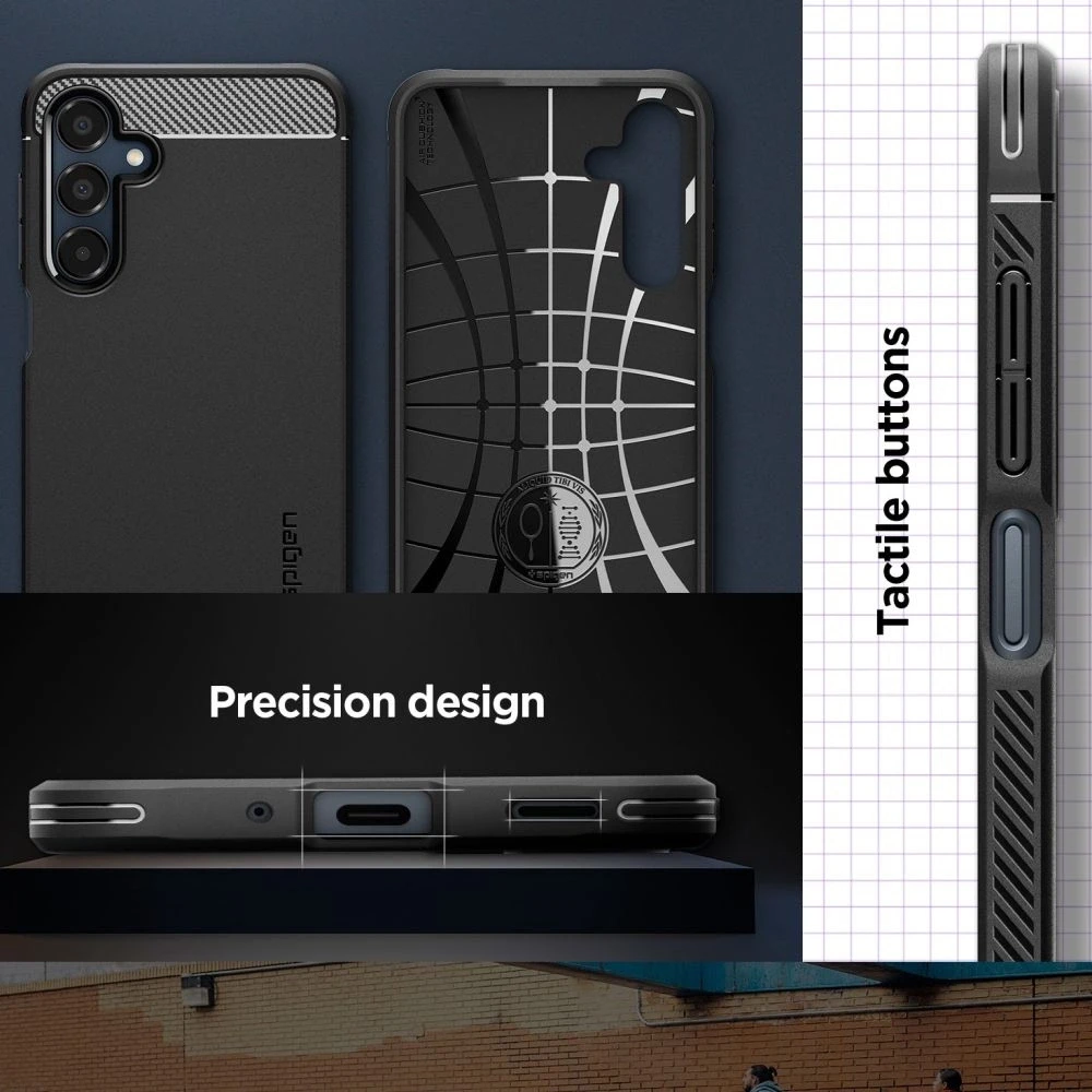 Samsung Galaxy A16 Spigen Rugged Armor Matte Matte dėklas telefonui juodos spalvos
