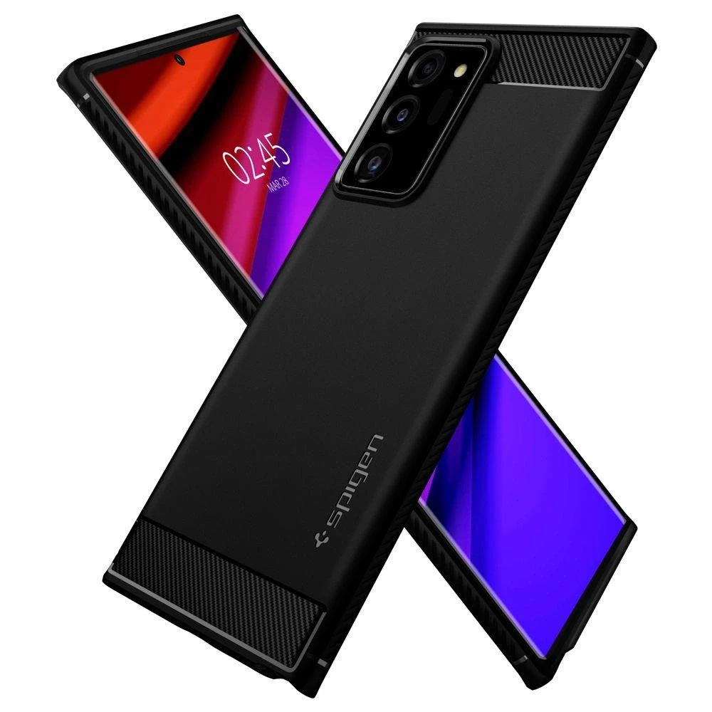 Dėklas Spigen Rugged Armor, juodos spalvos – Samsung Galaxy Note20 Ultra