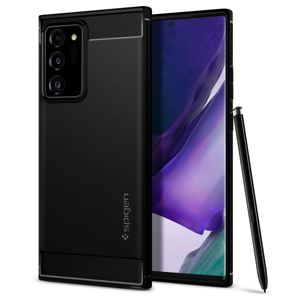 Dėklas Spigen Rugged Armor, juodos spalvos – Samsung Galaxy Note20 Ultra